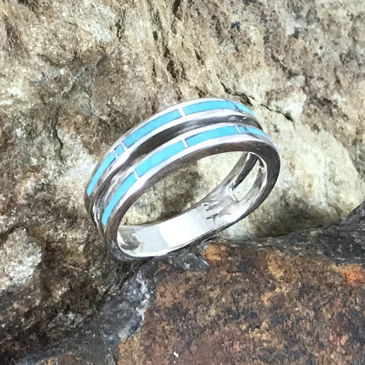 David Rosales Arizona Blue Inlaid Sterling Silver Ring