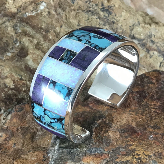 David Rosales Shalako Inlaid Sterling Silver Bracelet