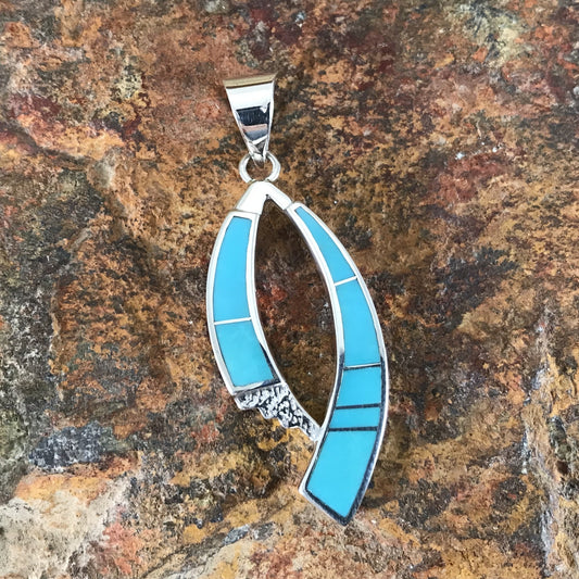 David Rosales Arizona Blue Inlaid Sterling Silver Pendant