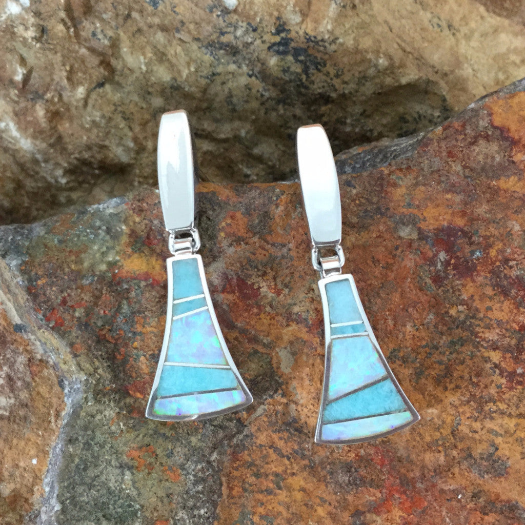 David Rosales Amazing Light Inlaid Sterling Silver Earrings