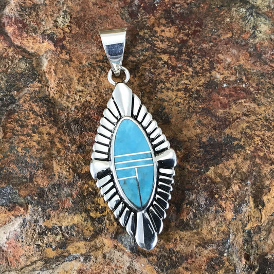 David Rosales Arizona Blue Inlaid Sterling Silver Pendant