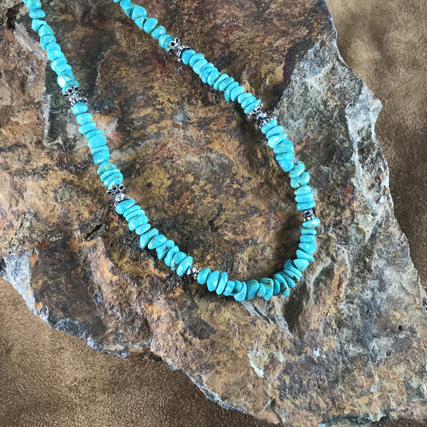 David Rosales Arizona Blue Sterling Silver Beaded Necklace