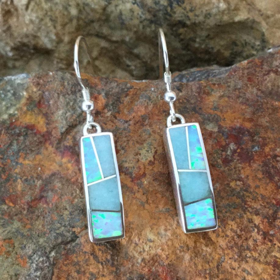 David Rosales Amazing Light Inlaid Sterling Silver Earrings