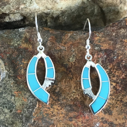 David Rosales Arizona Blue Inlaid Sterling Silver Earrings