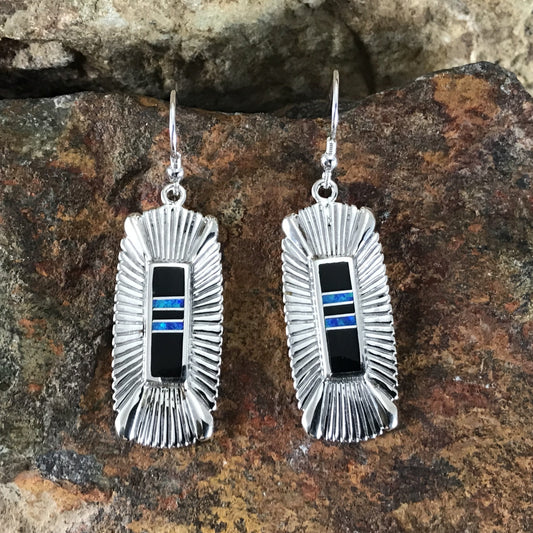 David Rosales Black Beauty Inlaid Sterling Silver Earrings