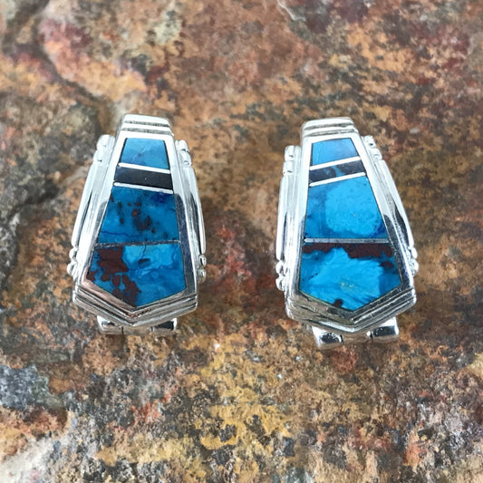 David Rosales Western Skies Inlaid Sterling Silver Earrings Huggies