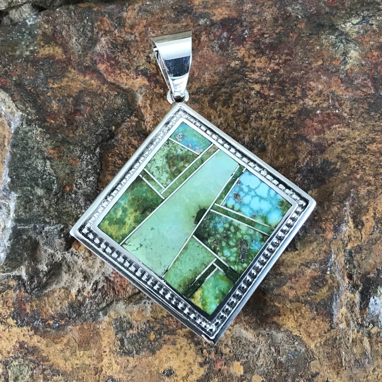 David Rosales Sonoran Gold Inlaid Sterling Silver Pendant