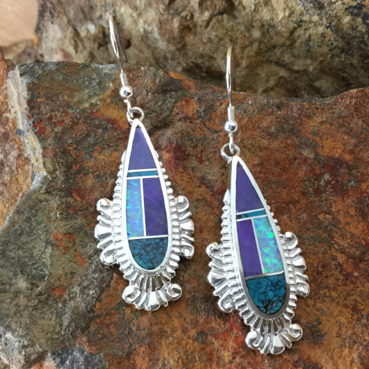 David Rosales Shalako Inlaid Sterling Silver Earrings