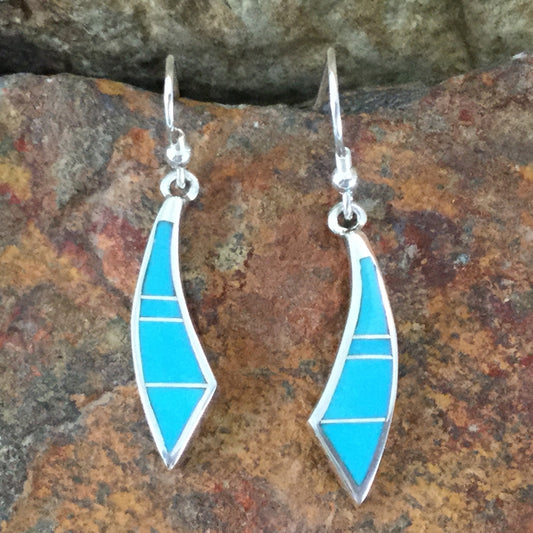 David Rosales Arizona Blue Inlaid Sterling Silver Earrings