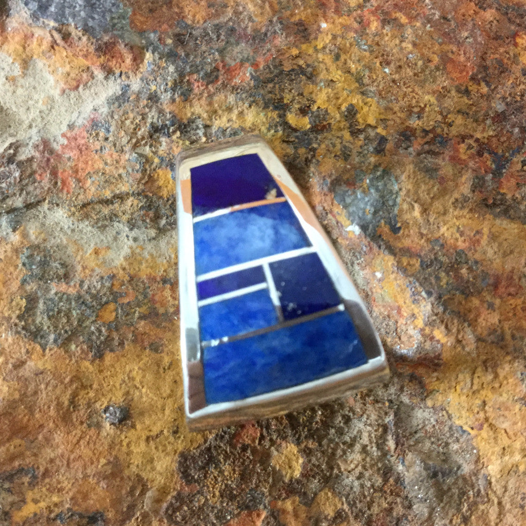 David Rosales Blue Water Inlaid Sterling Silver Pendant