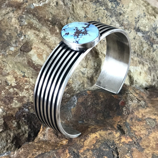 Golden Hill Turquoise Sterling Silver Bracelet by Francis Jones