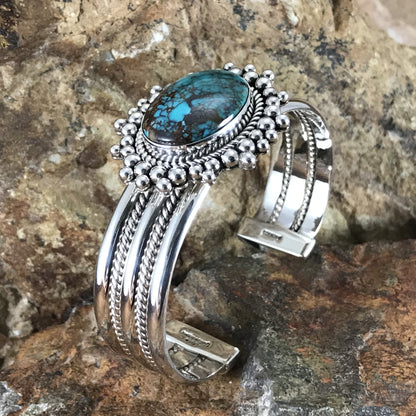 Bisbee Turquoise Sterling Silver Bracelet by Artie Yellowhorse