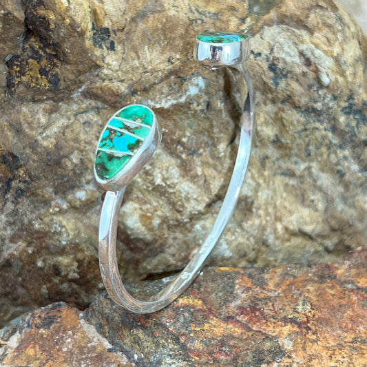 David Rosales Sonoran Gold Turquoise Inlaid Sterling Silver Bracelet