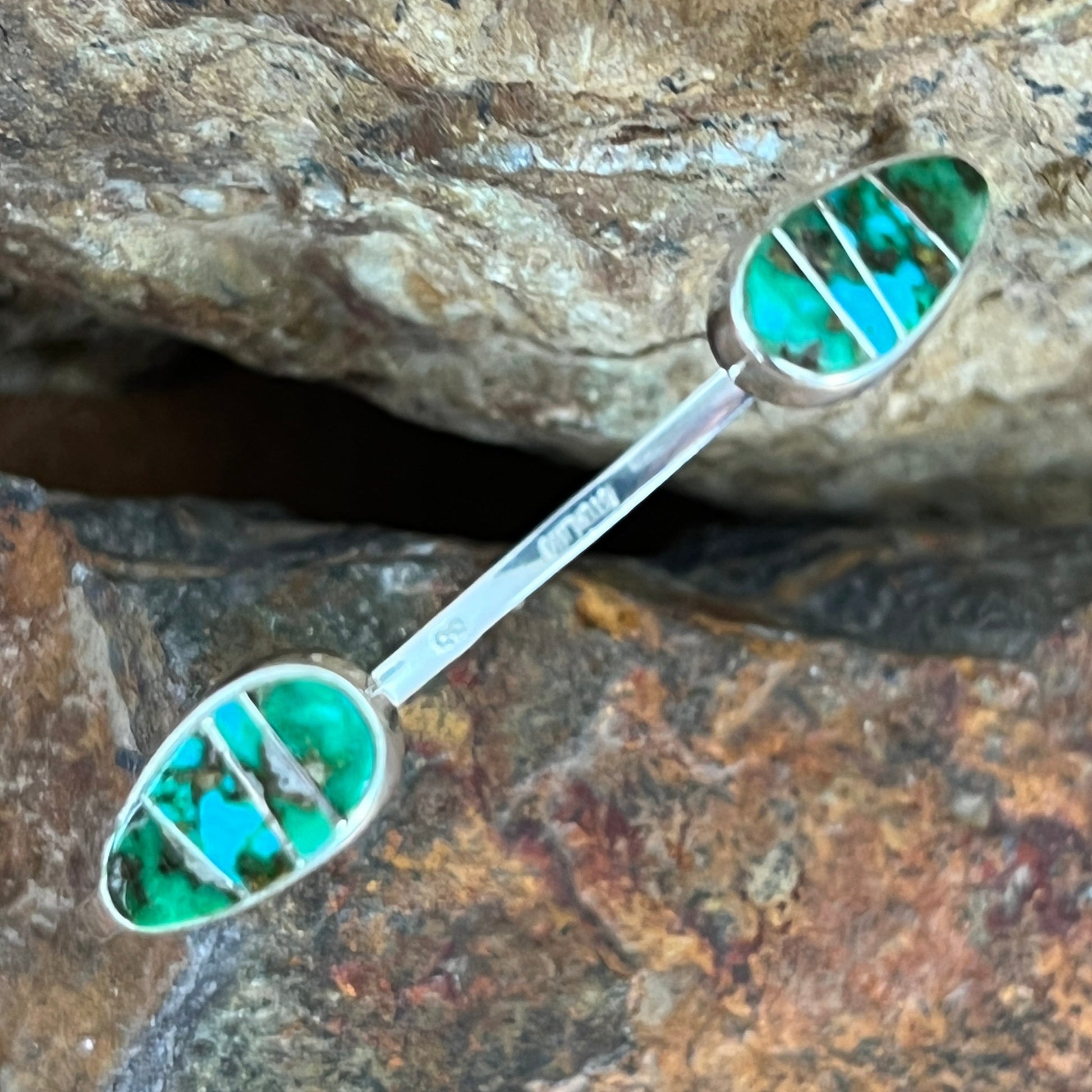 David Rosales Sonoran Gold Turquoise Inlaid Sterling Silver Bracelet