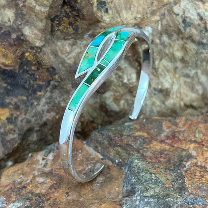 David Rosales Sonoran Gold Turquoise Inlaid Sterling Silver Bracelet