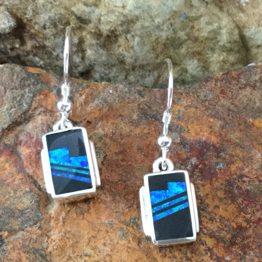 David Rosales Black Beauty Inlaid Sterling Silver Earrings