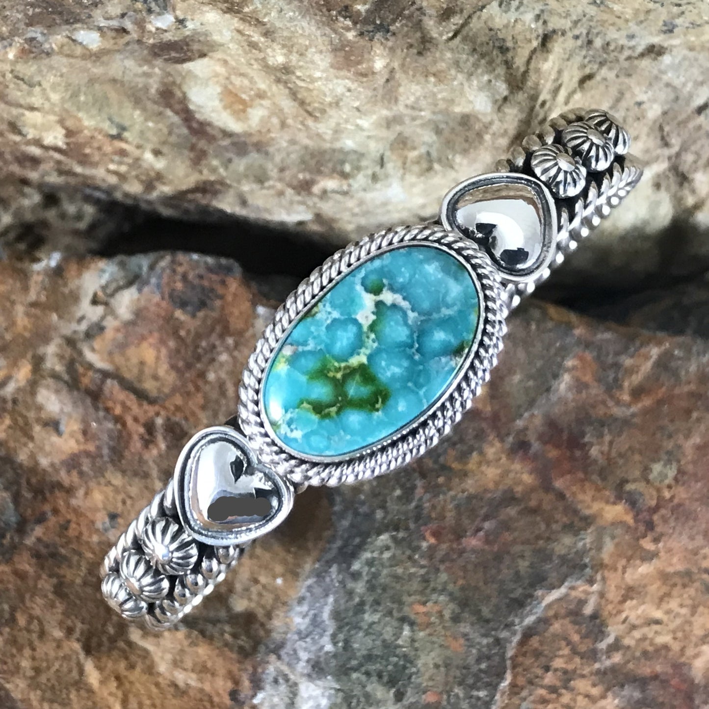 Sonoran Gold Turquoise Sterling Silver Bracelet by Artie Yellowhorse