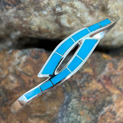 David Rosales Arizona Blue Inlaid Sterling Silver Bracelet