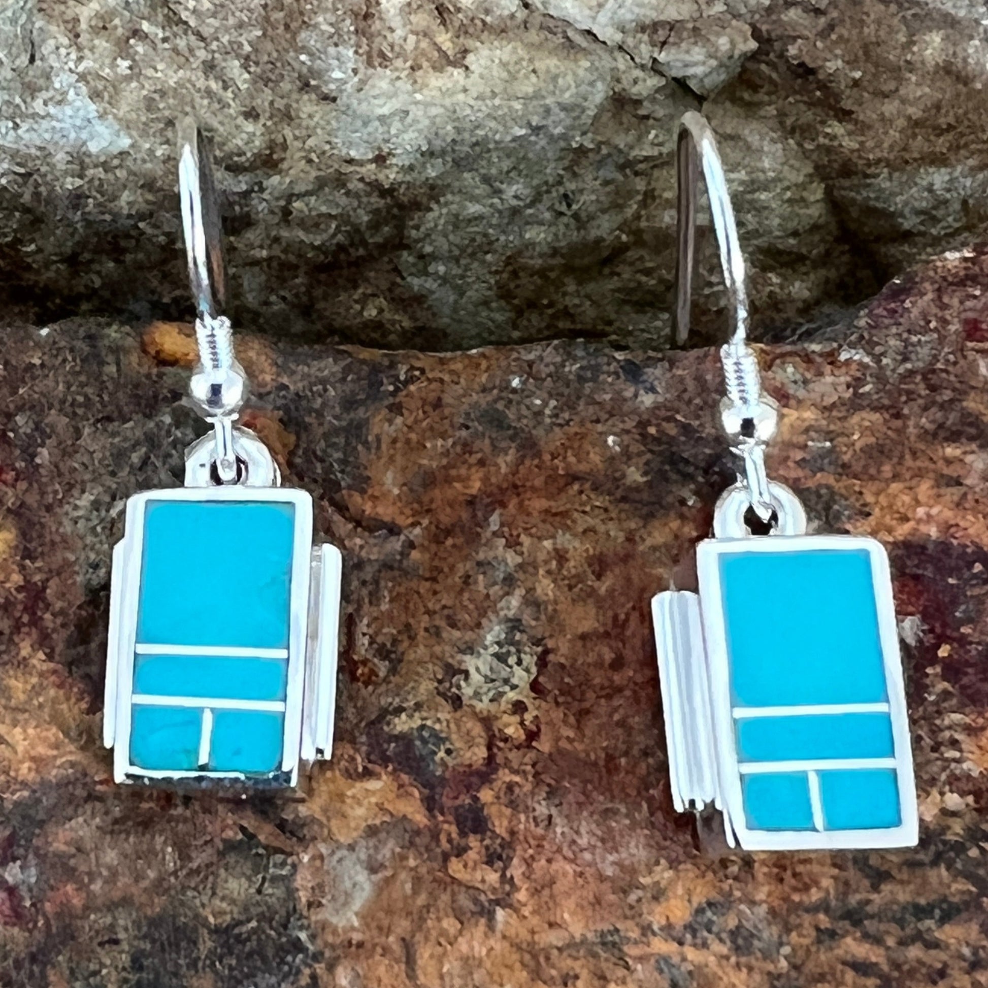 David Rosales Arizona Blue Inlaid Sterling Silver Earrings