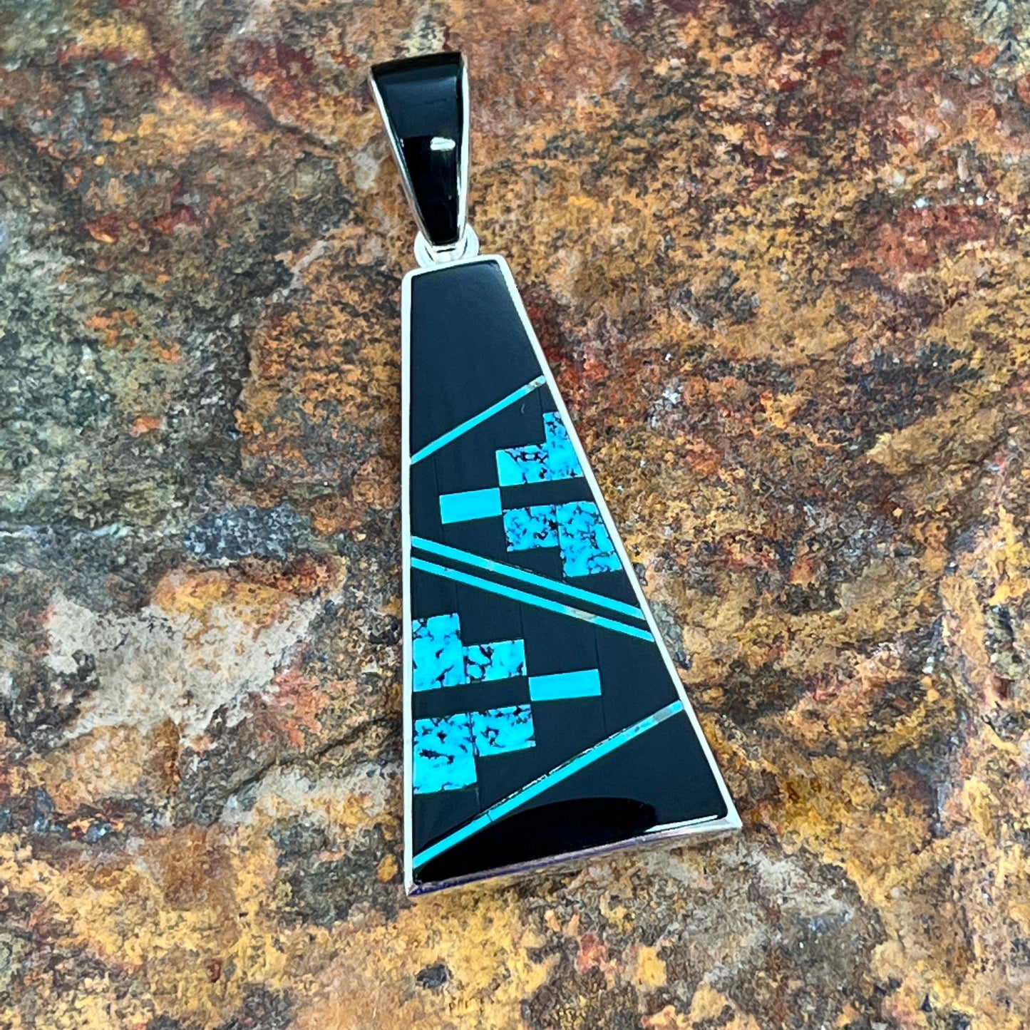 David Rosales Shadow Peak Inlaid Sterling Silver Pendant