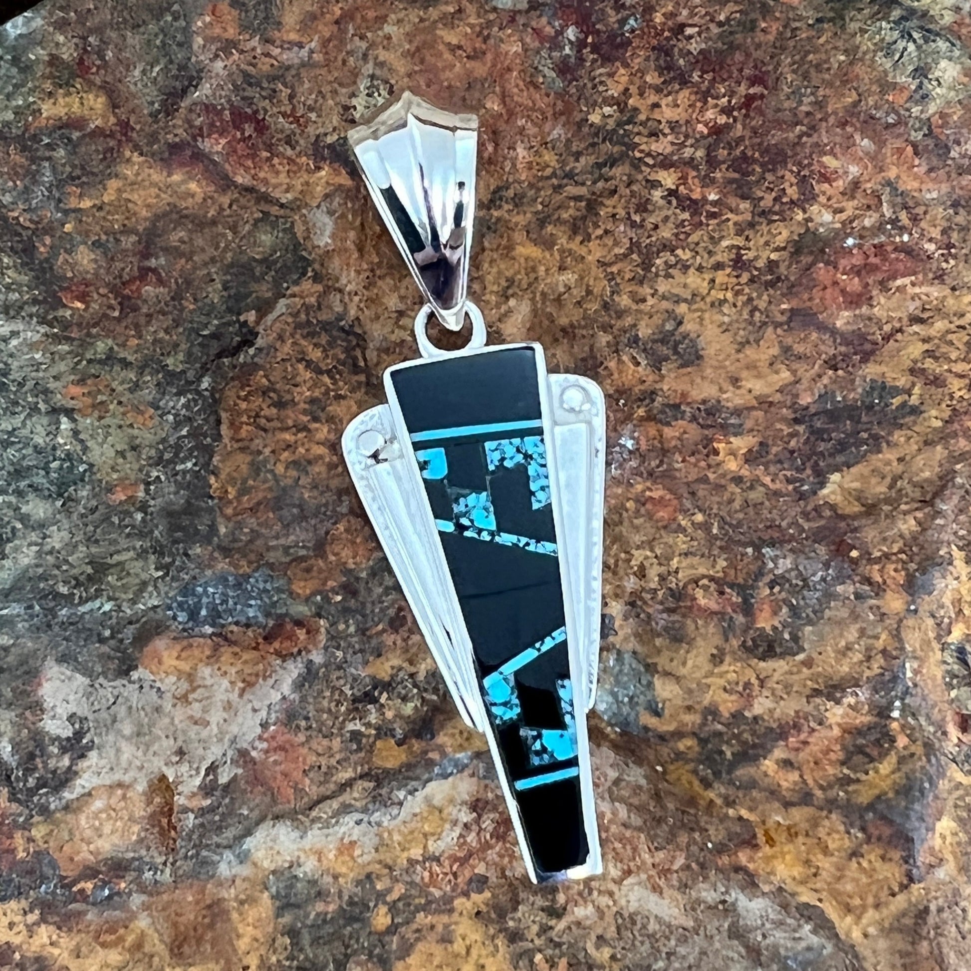 David Rosales Shadow Peak Inlaid Sterling Silver Pendant