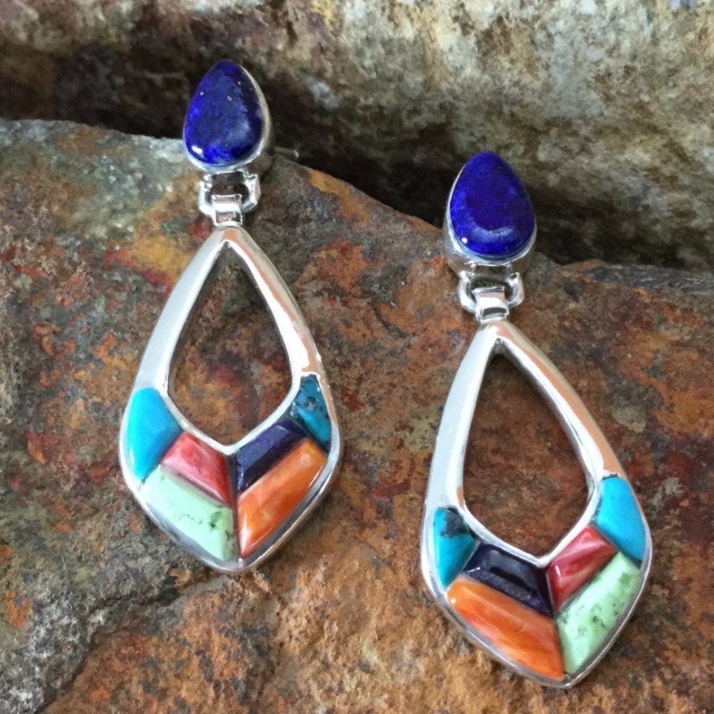 David Rosales Indian Summer Inlaid Sterling Silver Earrings