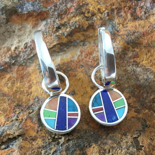 David Rosales Indian Summer Inlaid Sterling Silver Earrings