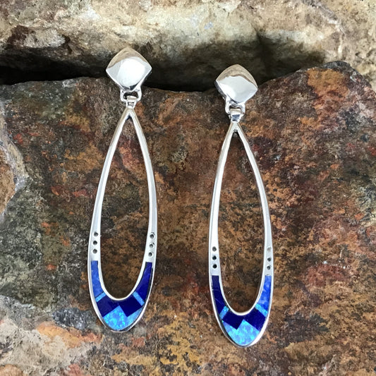 David Rosales Blue Sky Inlaid Sterling Silver Earrings