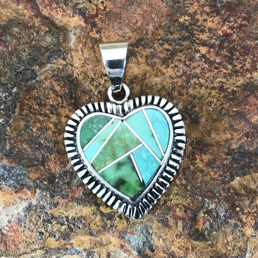 David Rosales Sonoran Gold Inlaid Sterling Silver Pendant Heart