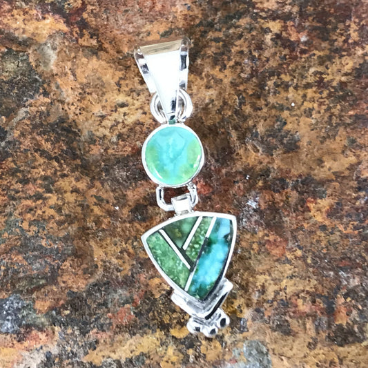 David Rosales Sonoran Gold Turquoise Inlaid Sterling Silver Pendant