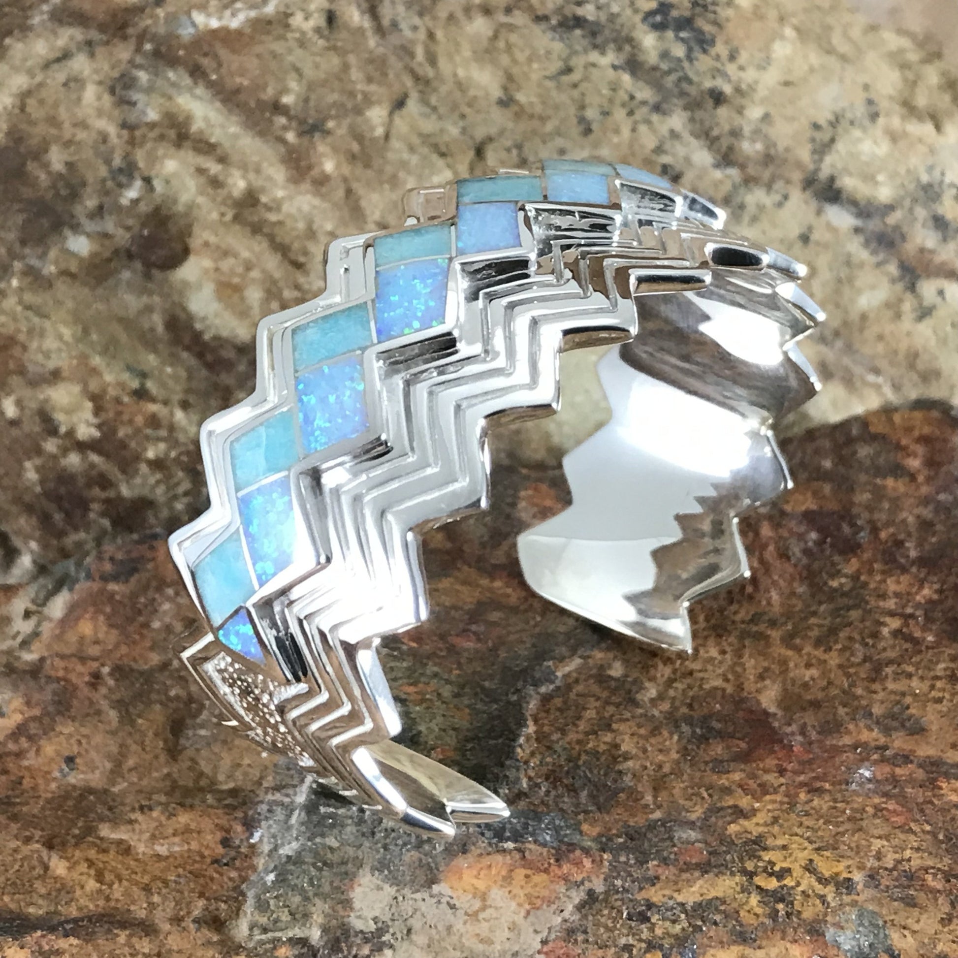 David Rosales Amazing Light Inlaid Sterling Silver Bracelet