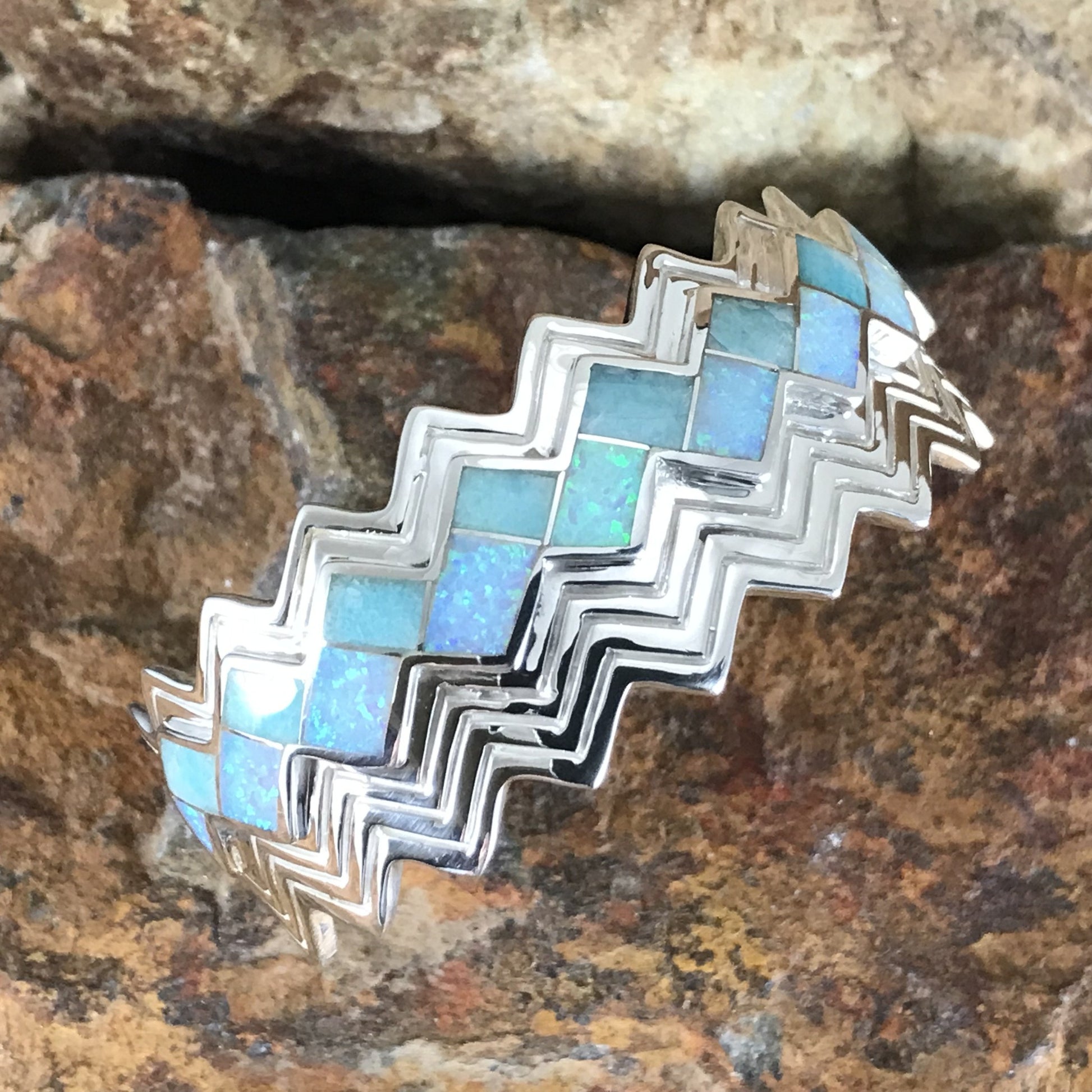 David Rosales Amazing Light Inlaid Sterling Silver Bracelet