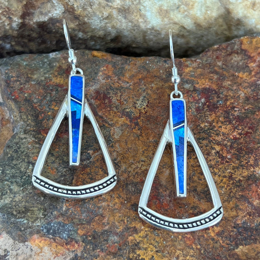 David Rosales Blue Sky Inlaid Sterling Silver Earrings