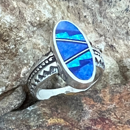 David Rosales Blue Sky Inlaid Sterling Silver Ring