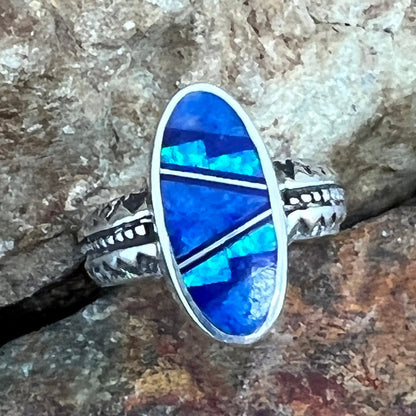 David Rosales Blue Sky Inlaid Sterling Silver Ring