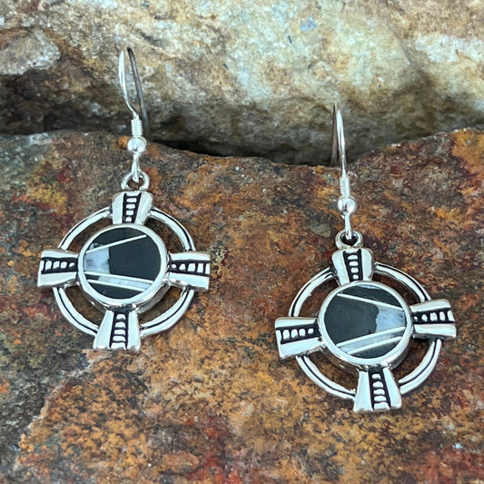 David Rosales White Buffalo Inlaid Sterling Silver Earrings