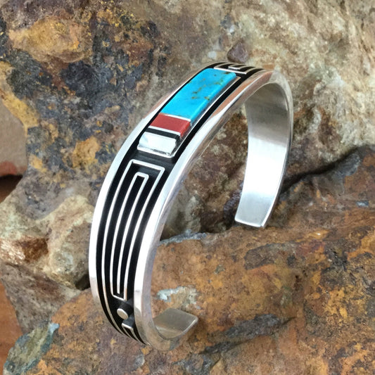 Inlaid Sterling Silver Bracelet by Albert Nells