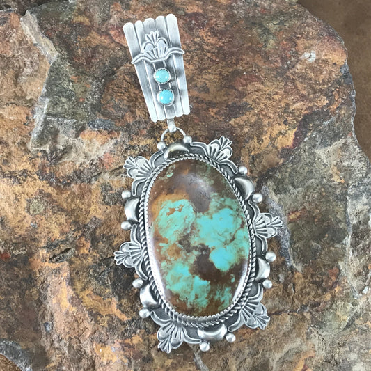 Royston Turquoise Sterling Silver Pendant by Mary Tso