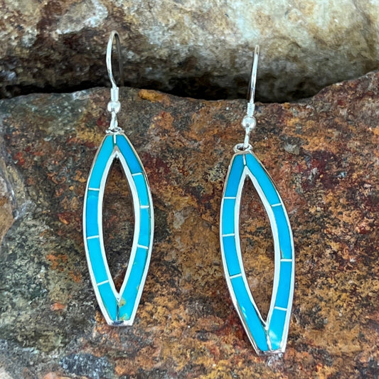 David Rosales Arizona Blue Inlaid Sterling Silver Earrings