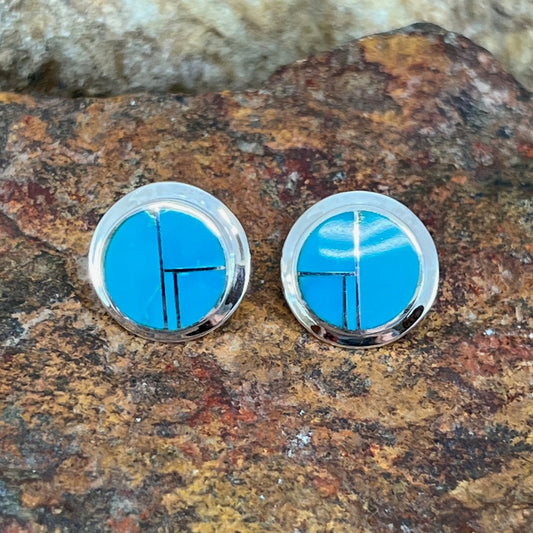 David Rosales Arizona Blue Inlaid Sterling Silver Earrings