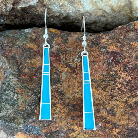 David Rosales Arizona Blue Inlaid Sterling Silver Earrings