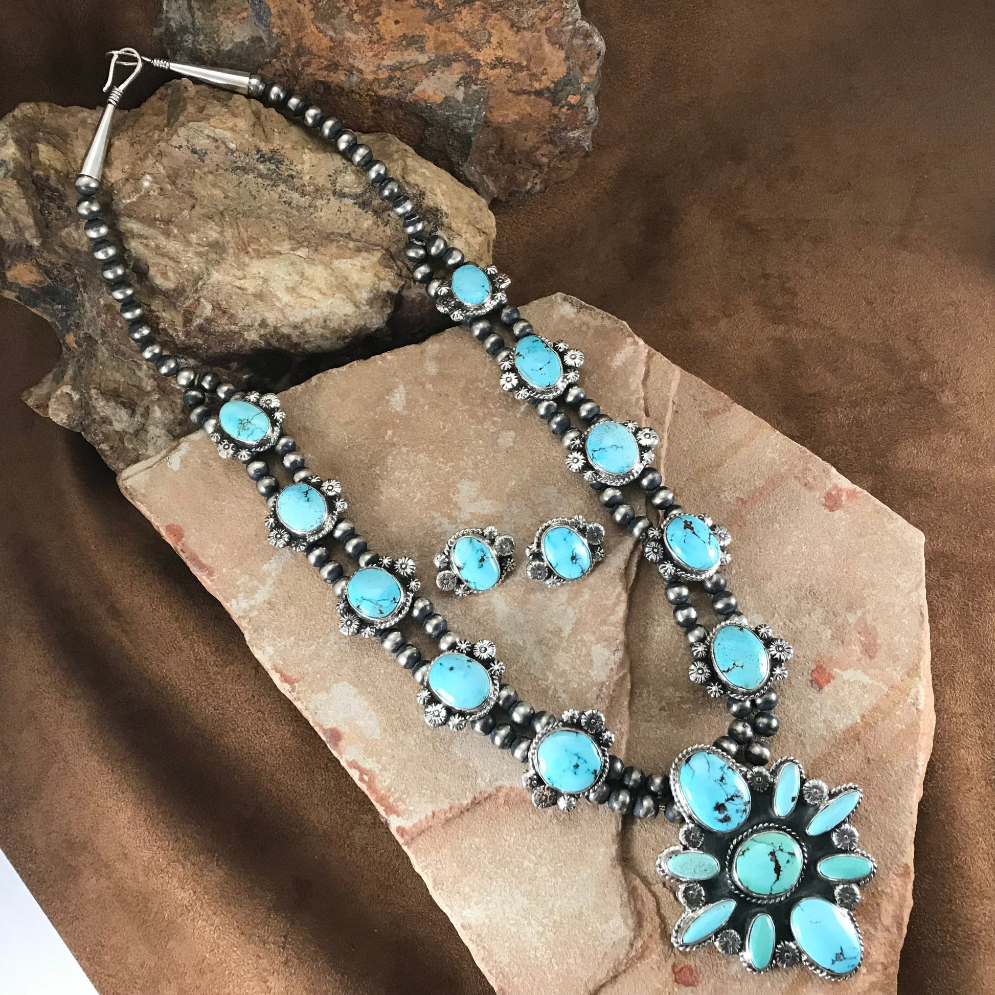 Dry Creek Turquoise Sterling Silver Lariat Necklace by Billy Jaramillo