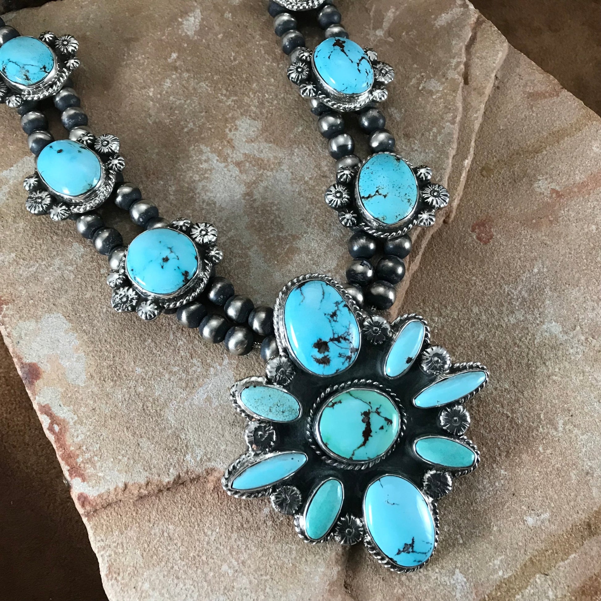 Dry Creek Turquoise Sterling Silver Lariat Necklace by Billy Jaramillo