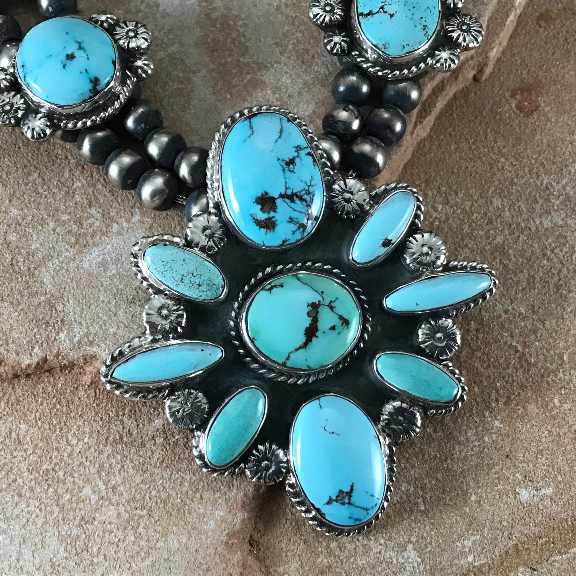 Dry Creek Turquoise Sterling Silver Lariat Necklace by Billy Jaramillo