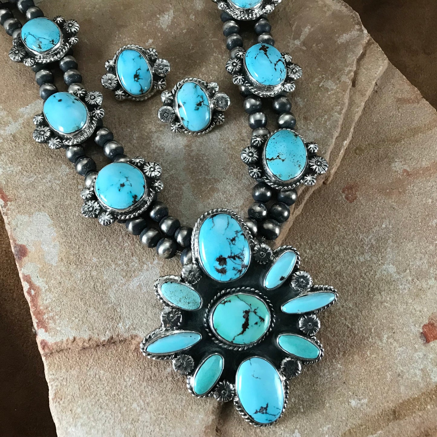 Dry Creek Turquoise Sterling Silver Lariat Necklace by Billy Jaramillo