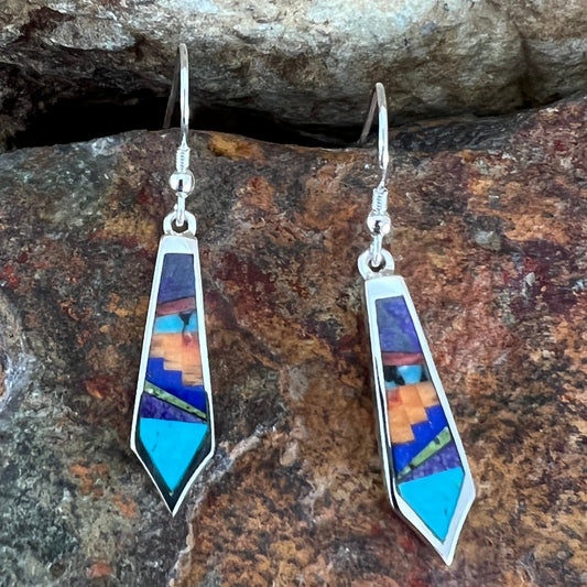 David Rosales Indian Summer Fancy Inlaid Sterling Silver Earrings