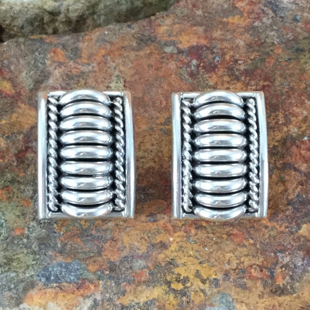 Traditional Sterling Silver Earrings by Tom Charlie