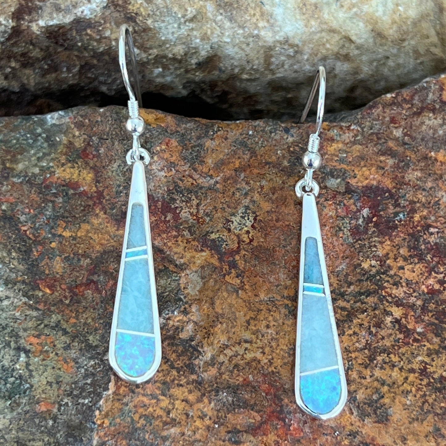 David Rosales Amazing Light Inlaid Sterling Silver Earrings