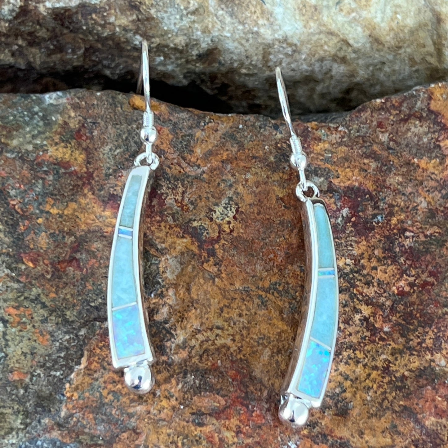 David Rosales Amazing Light Inlaid Sterling Silver Earrings