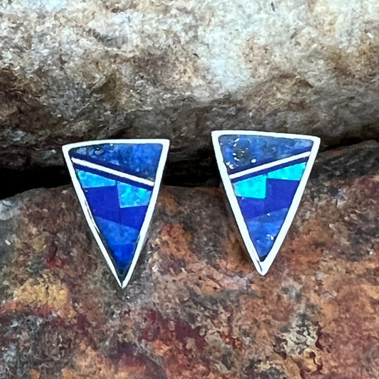 David Rosales Blue Sky Fancy Inlaid Sterling Silver Earrings